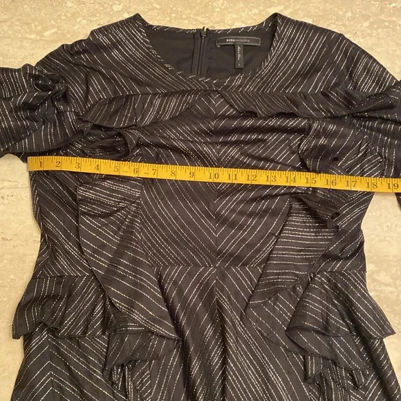 BCBG NWOT sharp looking black/gold, see measurements in photos below. - Picture 5 of 7